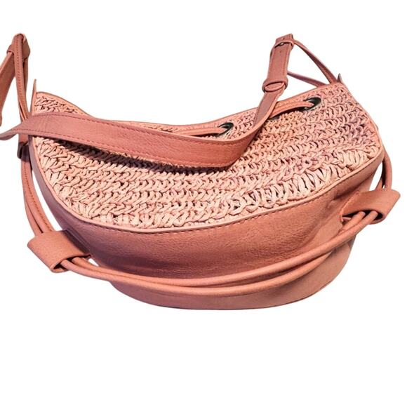 FREE PEOPLE RAFFIA CABANA CROSSBODY VEGAN  IN VINTAGE PINK NEW WITHOU TAGS - Picture 7 of 8